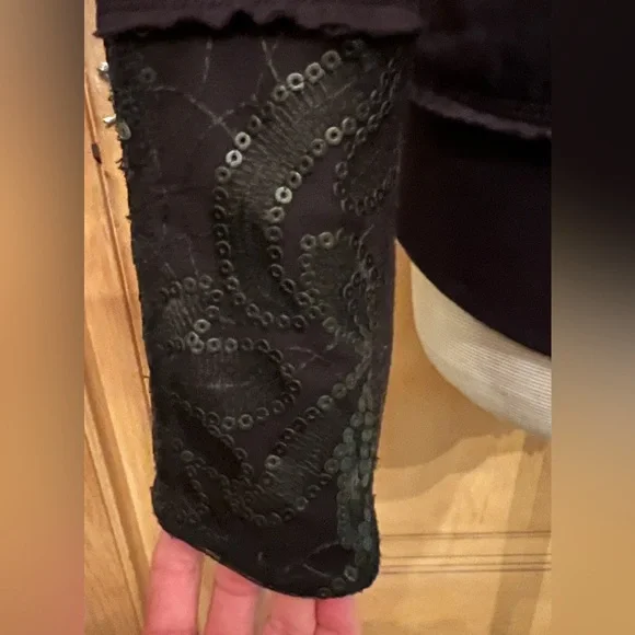 CRASH & BURN black sequin zip hoodie L - Picture 8 of 12